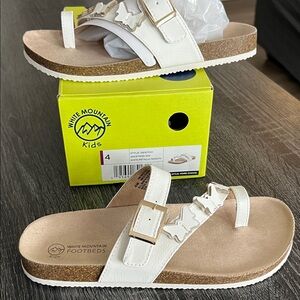 White Mountain Kids' Cream Sandals with Gold Buckle